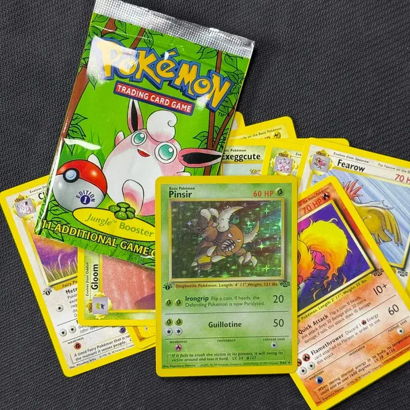 Pokemon Proxy Cards Jungle Booster Pack 1a edizione 11 carte/pacco Flareon Scyther Wigglytuff Borsa TCG Regali di carte — image 4