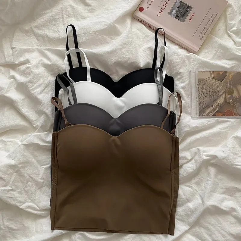 Heiße Mädchen Dünne Abschnitt Doppel Straps Einfarbig Hosenträger Innen Sport Weste Sexy Oberbekleidung Boden Schlanke Frauen Crop Tops bh — image 10