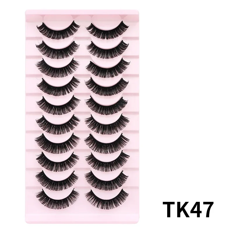 10 쌍 러시아어 DD 컬 벌크 푹신한 스트립 속눈썹 천연 소프트 가짜 속눈썹 매일 및 파티를위한 재사용 가능한 수제 눈 속눈썹 — image 30
