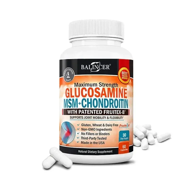 Glucosamine Chondroïtine MSM - Supplément de soutien articulaire pour hommes et femmes - Soulage l'inconfort articulaire 30/60/120 Capsules NON-OGM — image 9