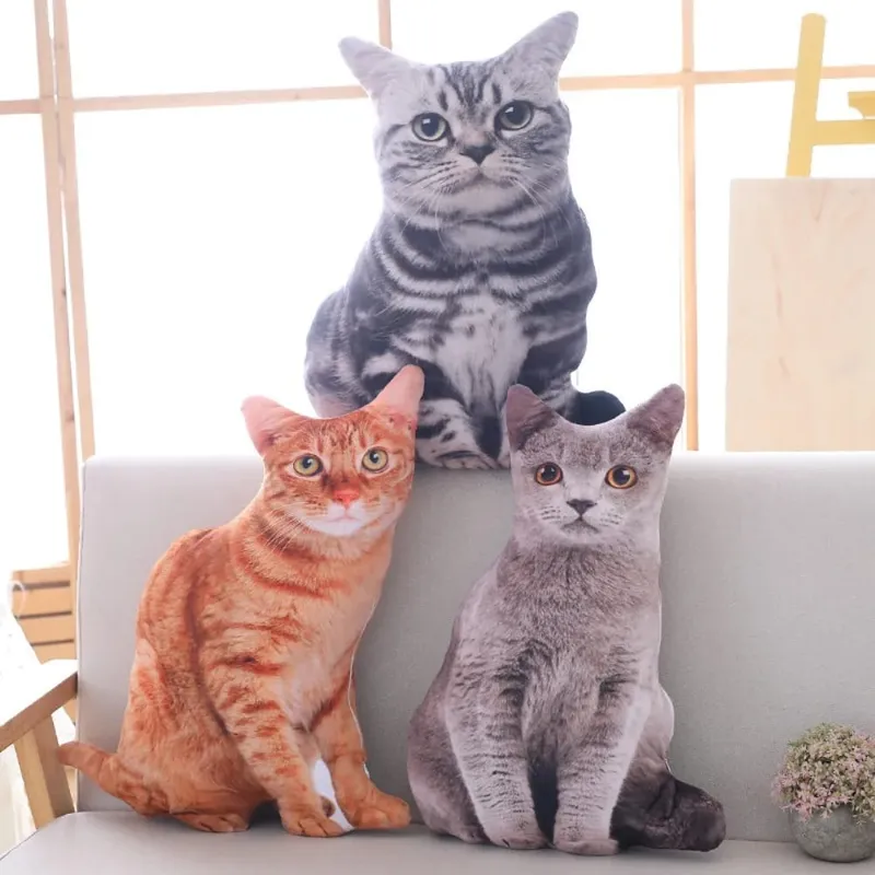 Plyšová realistická 3D kočičí panenka kreslená vycpaná simulace kočičí plyšový polštář Měkký polštářek na hračky Kawaii zvířátka pro děti pro dívky — image 4