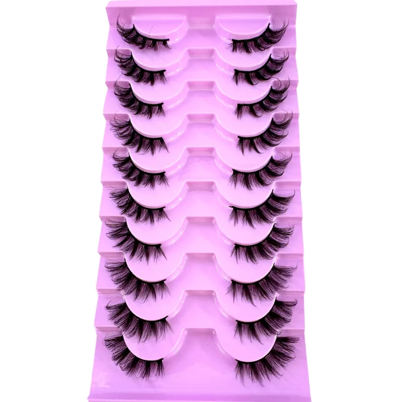 Halve vipper 10 par halve vipper Bløde naturlige katteøjevipper Makeupværktøj Falske øjenvipper Extension Fluffy Faux Cils — image 4