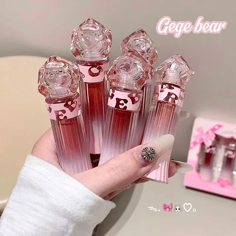 Gege Bear – ensemble de rouge à lèvres léger à l'eau, brillant à lèvres miroir, hydratant, longue durée, cadeau pour amoureux — image 4