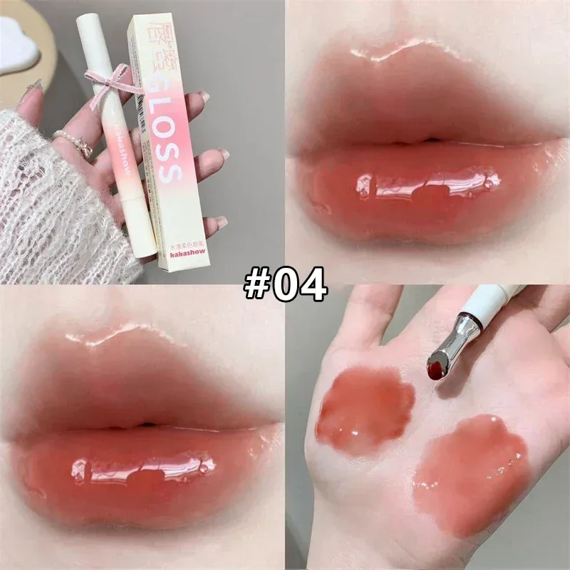 Kakashow Mirror Watery Lip Gloss Iron Brush Head Jelly Lipgloss Moisturizing Lip Tint Lipstick Nature Nude Lips Makeup Cosmetics — image 11