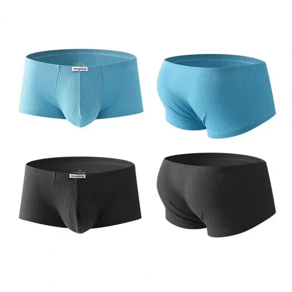 1PCS/3PCS/9PCS Men Boxer Shorts Low-rise Solid Color Ribbed Panties Underpants — image 12