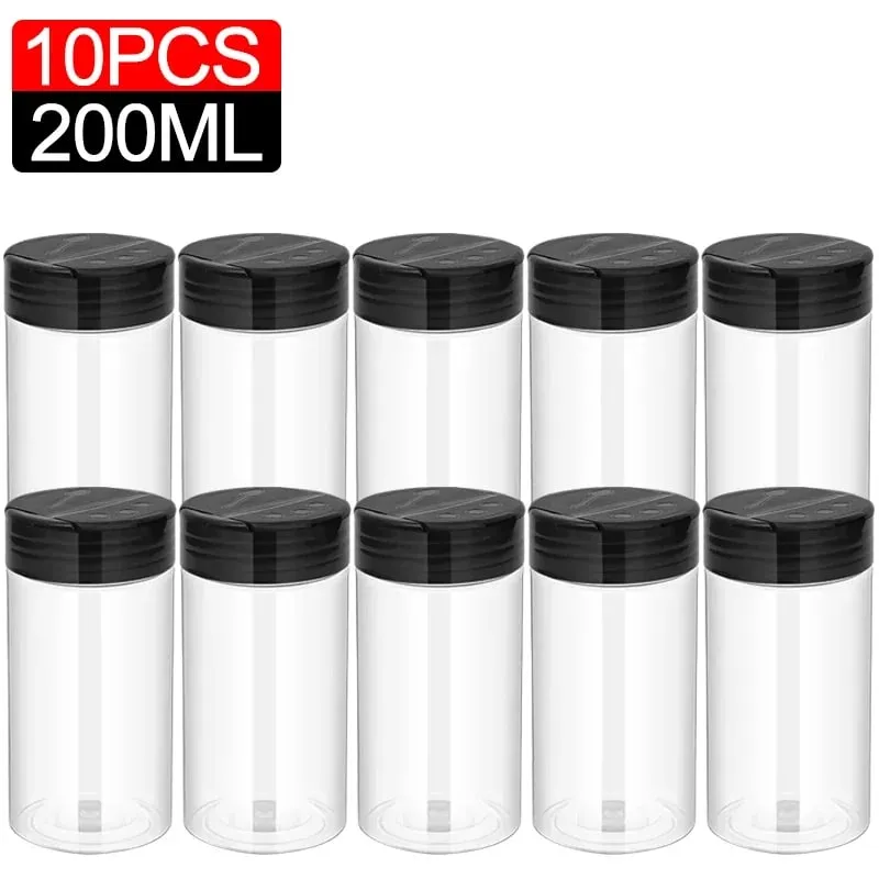 10/1PCS Clear Spices Bottle Salt Pepper Shakers Plastic Barbecue Seasoning Jars Condiment Box Home Kitchen Powder Storage Can — image 19