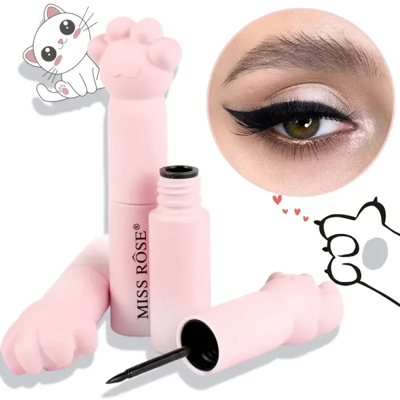 สีชมพู Cat PAW Black Liquid Eyeliner ปากกาแห้งเร็วยาวนาน Smudge PROOF แต่งหน้า Holding Premium Eye Liner ปากกา Eye เครื่องสำอาง — image 7
