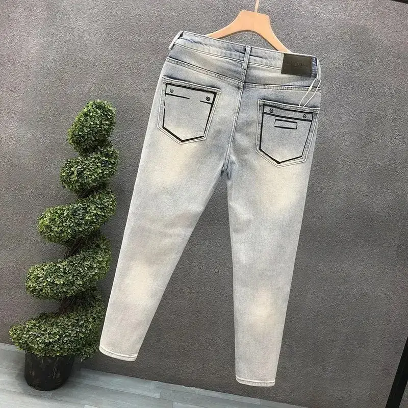 Spring and Autumn Ripped Jeans Men's Slim-fitting Small Feet Light-colored Summer Pants New Designer Kpop Men's Thin Trousers — image 4
