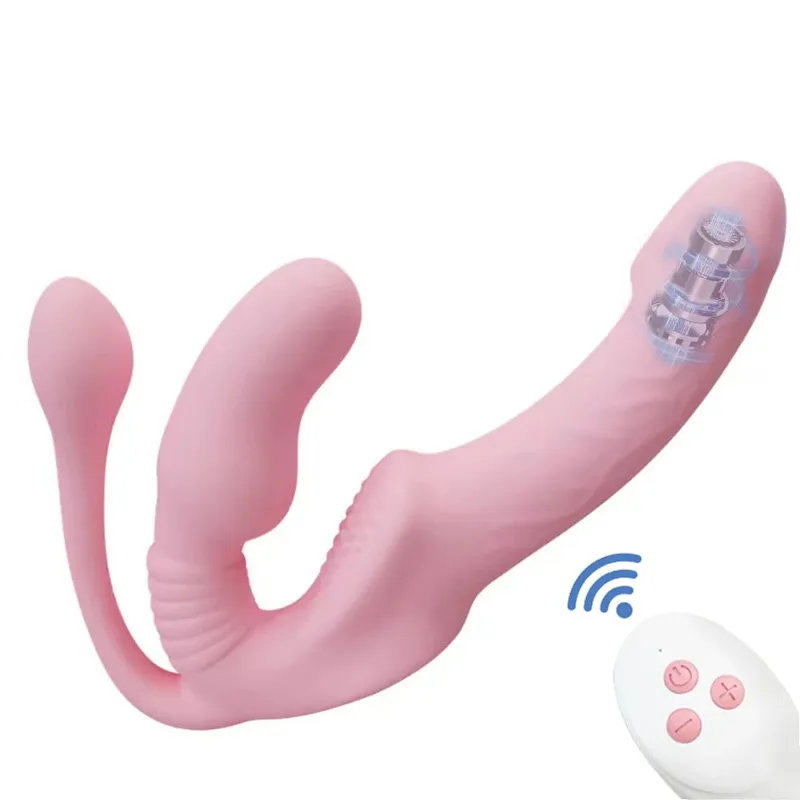 Trägerloser Umschnalldildo, Vibrator, Analplug, Massagegerät, Lesben, 3-in-1-Vibrator, G-Punkt, stimuliert die Klitoris, Sexspielzeug für Paare