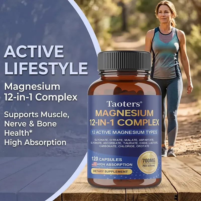 Magnesium 12-in-1-Komplex-Ergänzungsmittel – 700 mg hochabsorbierende Glycinat-Citrat-Malat- und Taurat-Mischung für Muskel- und Nervenschlaf — image 3