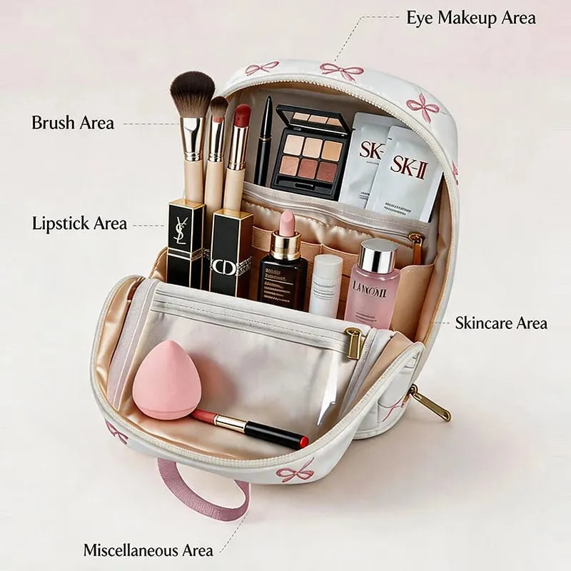 Standing Makeup Brushes Storage Bag Malaking Kapasidad Waterproof PU Leather Cosmetic Tools Organizer Para sa Makeup Brushes Lipsticks — image 5