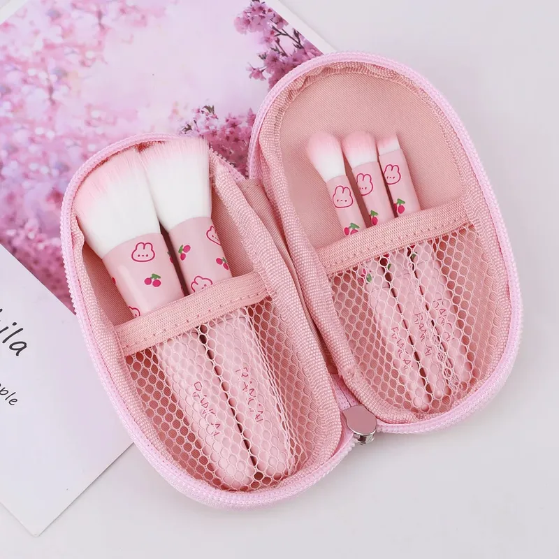 5 Keping Set Berus Mekap Padat Comel Dengan Berus Premium Sarung untuk Alat Kecantikan Aplikasi Pemerah Mata Bedak Tanpa Cacat — image 2