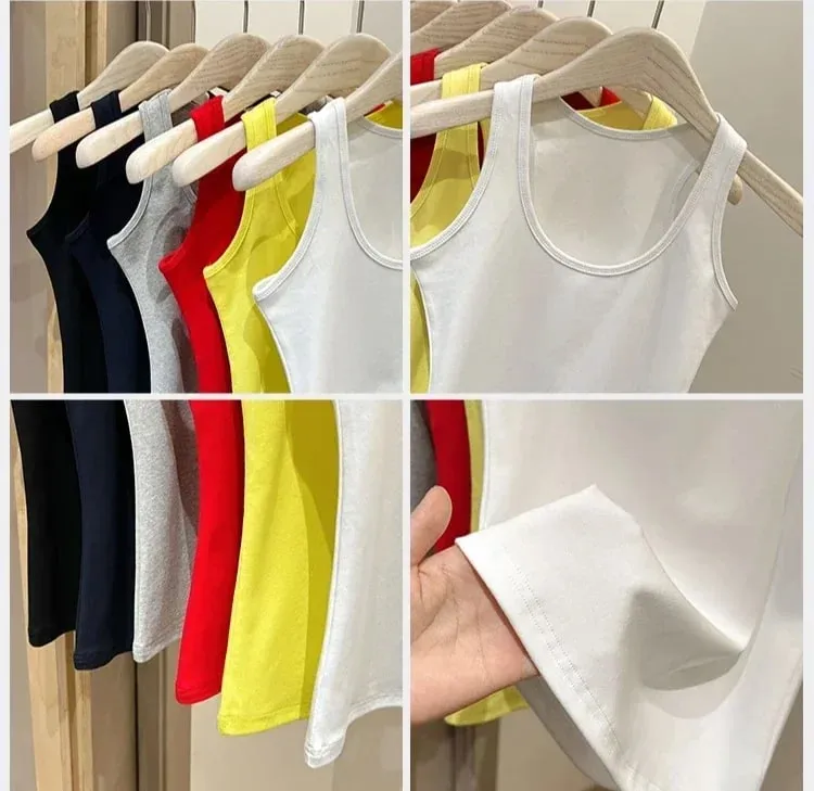 Neue Koreanische Stil U-Neck Ärmellose Strap Tank Tops Abnehmen Basis Schicht Top Mode Minimalistischen Design Sommer Weibliche Solide camis — image 8