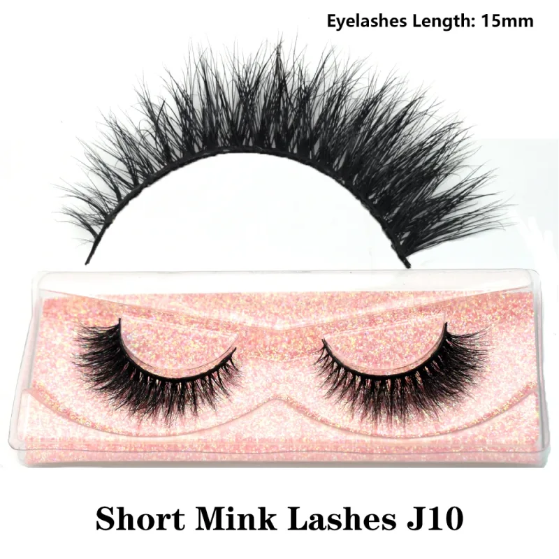 Mink จริงปุยสั้น Eye Lashes Extension Wispy นุ่มธรรมชาติขนตาปลอมสั้นสวมใส่ทุกวัน Full Strip Lashes แต่งหน้า — image 23