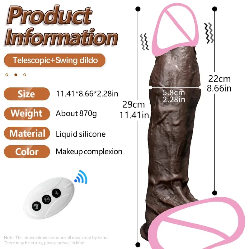 11,4in Penggetar Kontol Besar Tali Lesbian Pada Penggetar Dildo Pemanas Teleskopik Dildo USB Mainan Seks Nirkabel Dapat Diisi Daya USB untuk Wanita — image 5