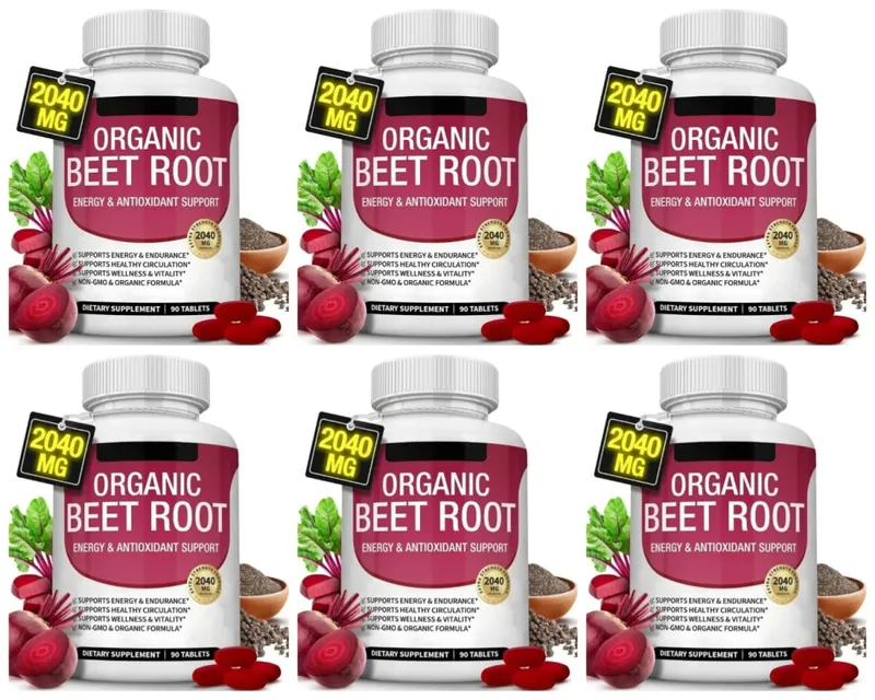 Radice di barbabietola biologica con pepe nero Potenziamento energetico naturale Supporto immunitario Integratore antiossidante Non OGM Senza glutine 90 compresse