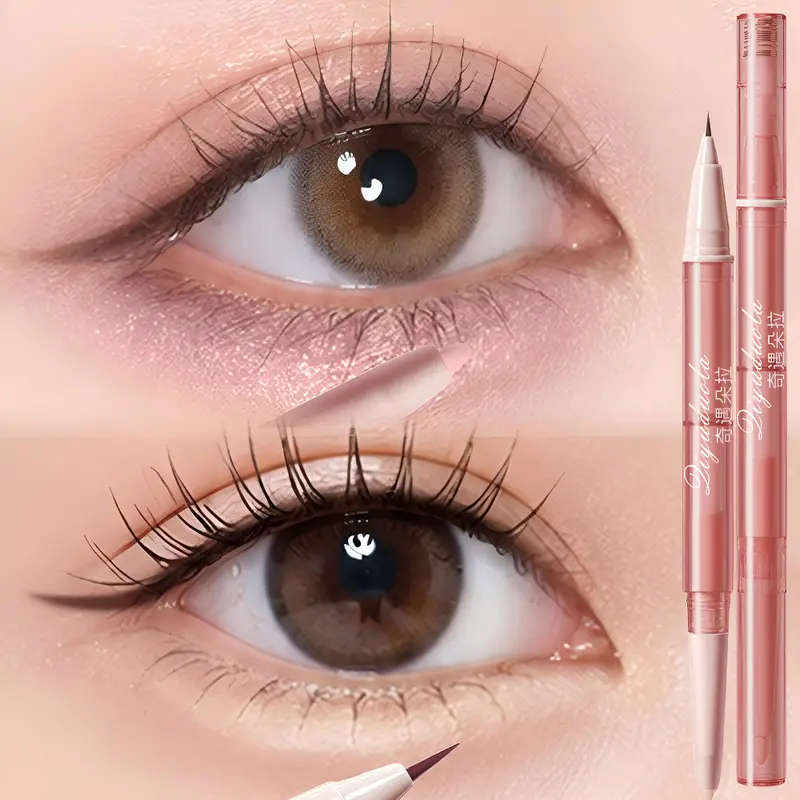 Dubbelhuvuden Liggande Silkesmask Penna Flytande Eyeliner Vattentät Naturlig Glitter Ögonskugga Aegyo Sal Eyes Contour Shadow Make Up — image 2