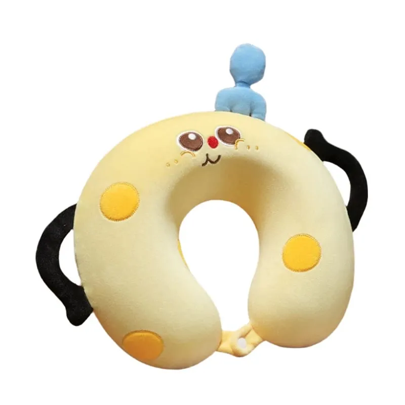 Oreiller en forme de U avec boîte, oreiller de Protection du cou en peluche, coussin de bureau, mignon et joli oreiller de voyage pour enfants/adultes — image 7