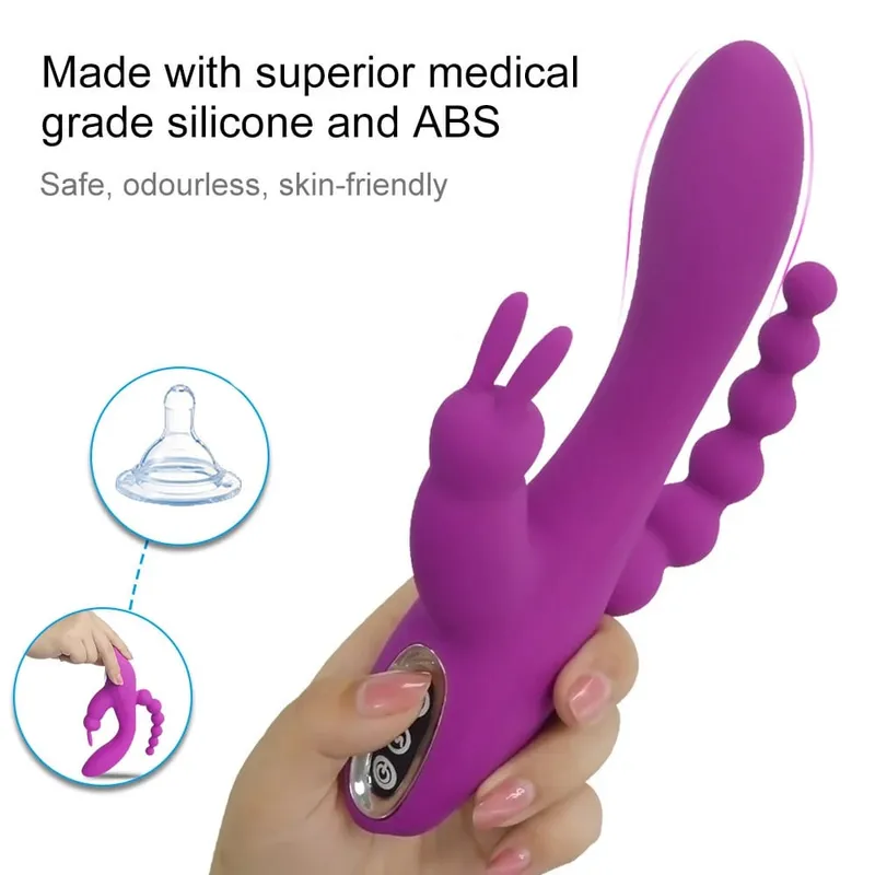 12 모드 G 스팟 토끼 진동기 Clitoral Stimulator 항문 트리플 커브 마사지 항문 구슬 여성 커플 딜도를위한 섹스 토이 — image 5
