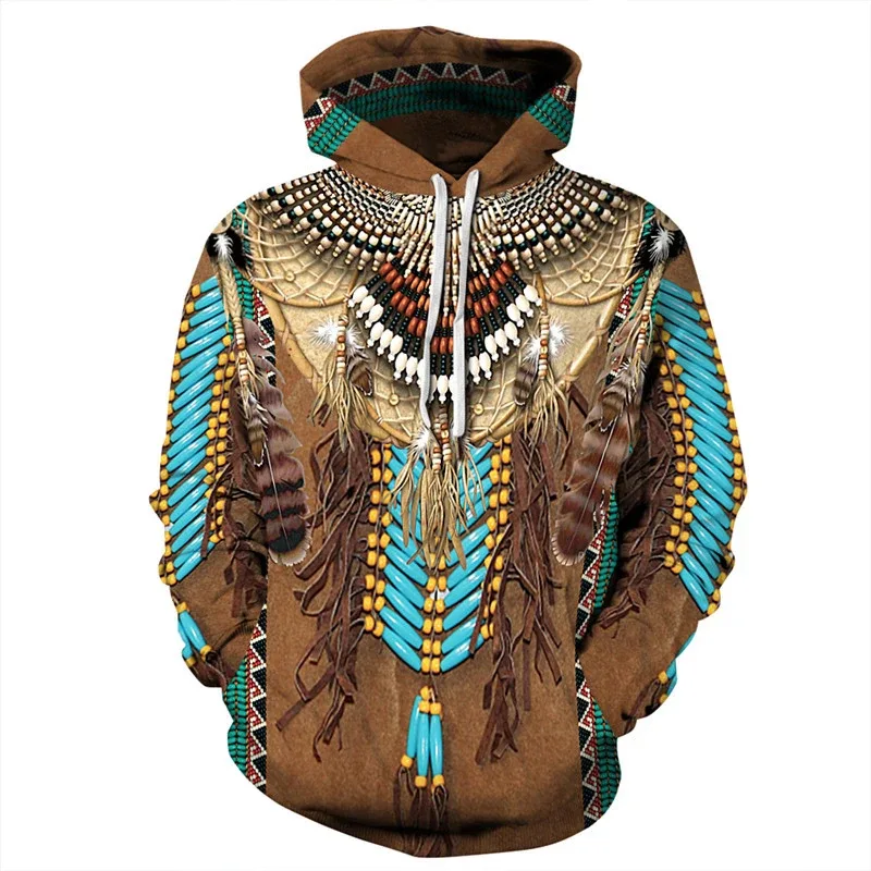 Fashionable 3D Printed Bohemian Pattern Men's Top Fashionable Men's Loose Large Sports Hoodie Street Retro Long Sleeve Hoodie — image 3