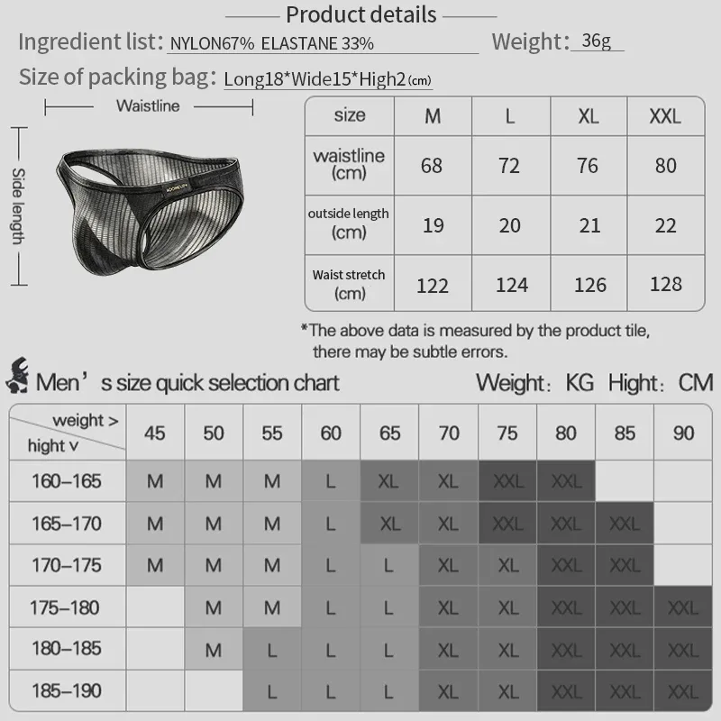 Quần Lót Nam Gân Họa Tiết Nam Ngắn Nylon Elastane Quần Lót Nhẹ Mỏng Thoải Mái Nam Tam Giác Quần Lót M‑XXL — image 26