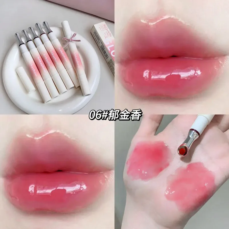 Kakashow Rossetto idratante a specchio (punta di pennello in ferro) Lucidalabbra in gel Lucidalabbra idratante in 6 tonalità nude naturali Cosmetici — image 11