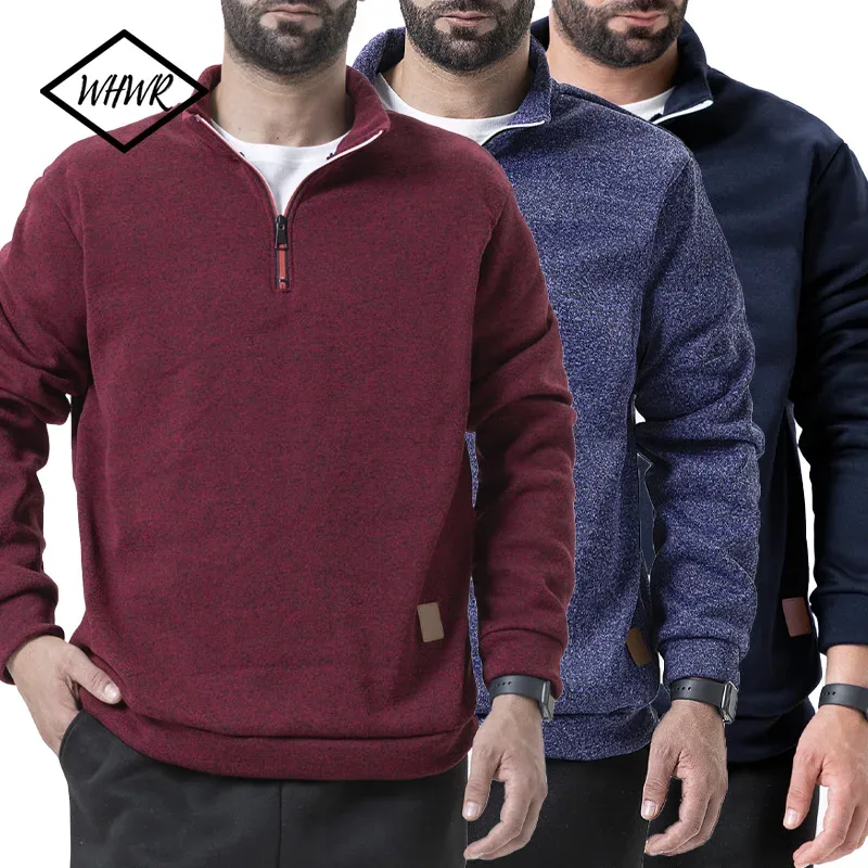 Sweatshirts pour hommes Pull-over plus épais d'automne Pull-over à demi-fermeture Éclair Hiver Masculin Col roulé Sweat-shirt à capuche Extérieur