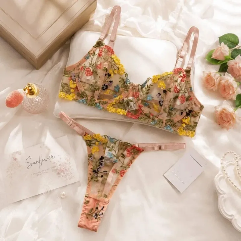 Set Pakaian Dalam Telus Sheer Intimates Set Seluar Dalam Elegan Ultra Nipis Set Bra Tekan Ke Atas Saman Bra Wanita — image 3