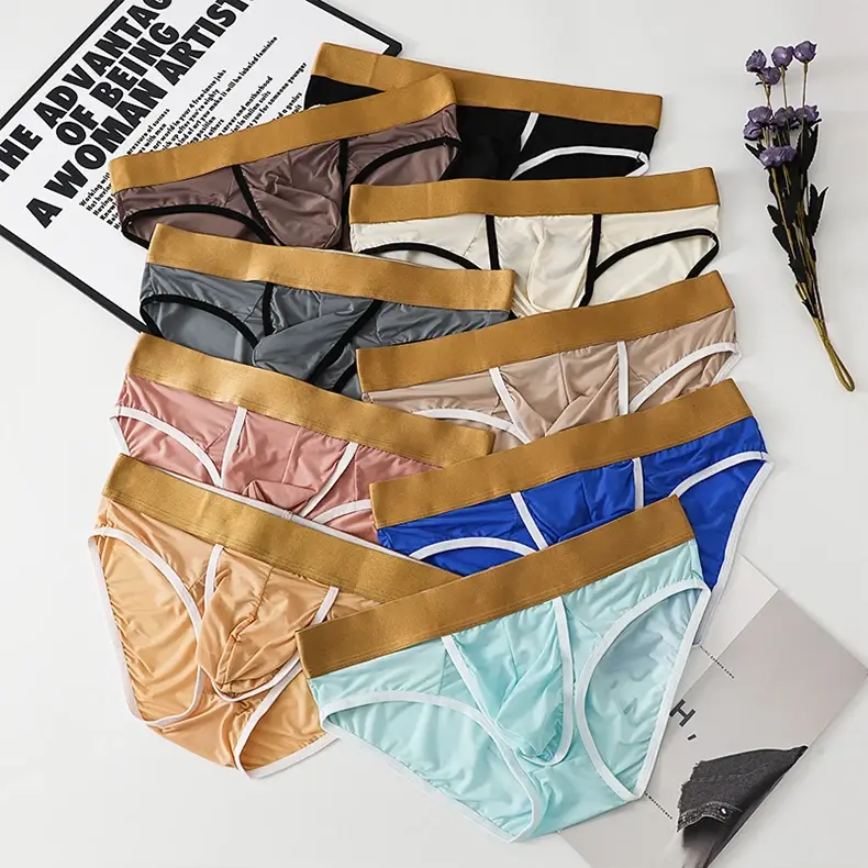 Open Front Pouch Briefs Mens Ice Silk Youth Low Waist Bullet Separation Scrotum Support Panties Breathable Thin Underwear — image 2