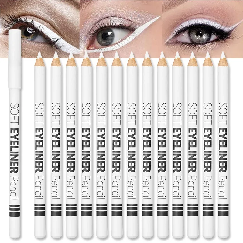 1/12pcs White Eyeliner Makeup Smooth Easy To Wear Lasting Eyes Brightener Waterproof Fashion Eyes Liner Pencils Eye Makeup Tool — image 2