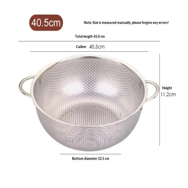 ♥ Foro da cucina in acciaio inossidabile Setaccio a rete densa Colino Setaccio Cestini per lavare frutta/verdura/riso — image 18