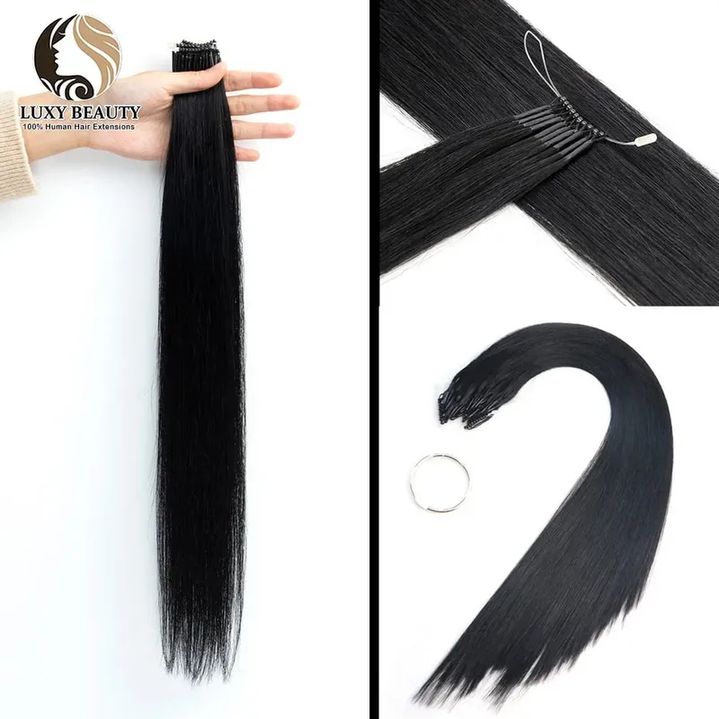 8D مايكرو الخرزة شعر مستعار بشري سيليكون حلقة نانو الشعر التمديد غير مرئية صغيرة سيليكون الخرز أسود براون شعر بشري أشقر — image 2