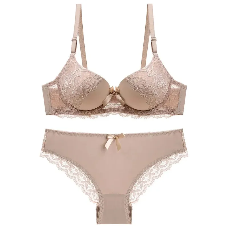 Set Bra Wanita Seksi Renda Nipis Cawan Kumpul Tekan Ke Atas Boleh Laras Selesa Bernafas Set Pakaian Dalam Wanita Lembut Set Bra