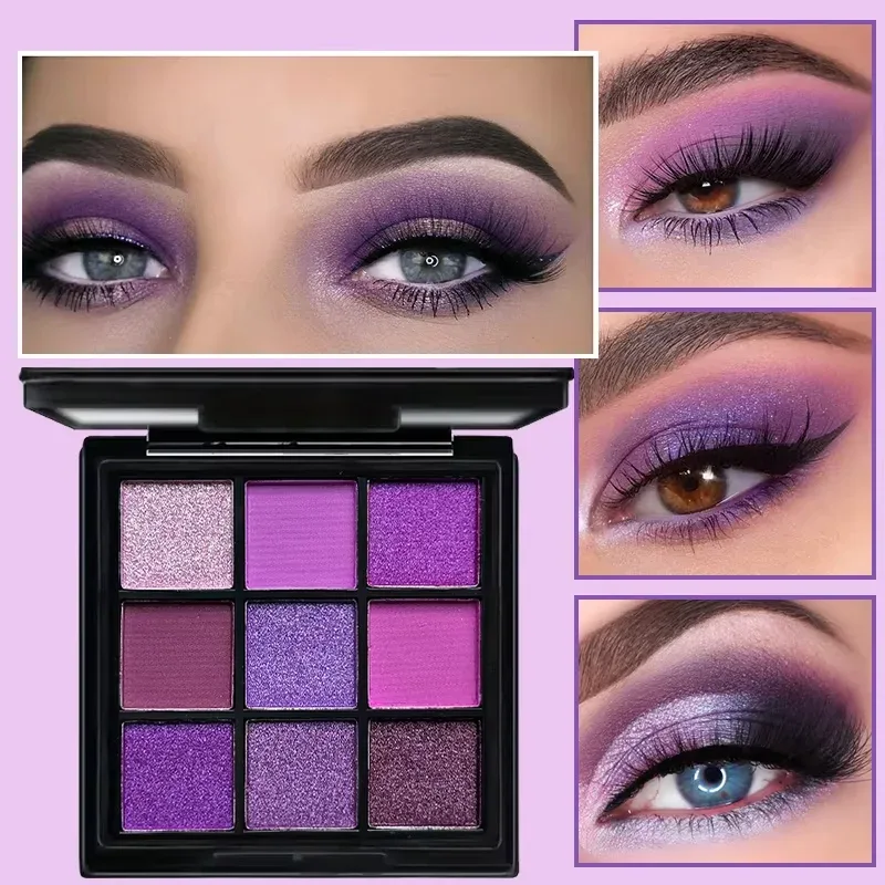 Paleta de sombras de ojos multicolor de 9 rejillas, brillo mate nacarado, sombra de ojos brillante de larga duración, paleta de maquillaje de ojos para mujer, cosmética — image 4