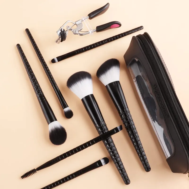 12 pezzi kit completo di strumenti per trucco 7 pennelli per trucco 2 spugne di bellezza bigodino per ciglia borsa per soffio di polvere set completo di cosmetici — image 2