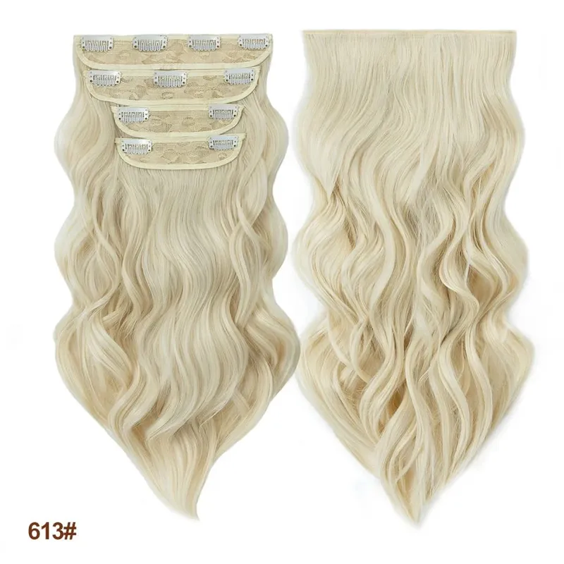4 pièces ensemble pince dans les Extensions de cheveux mettre en évidence ondulé bouclés longs postiches synthétiques pour les femmes 22 pouces 180g pinces à cheveux cheveux — image 24