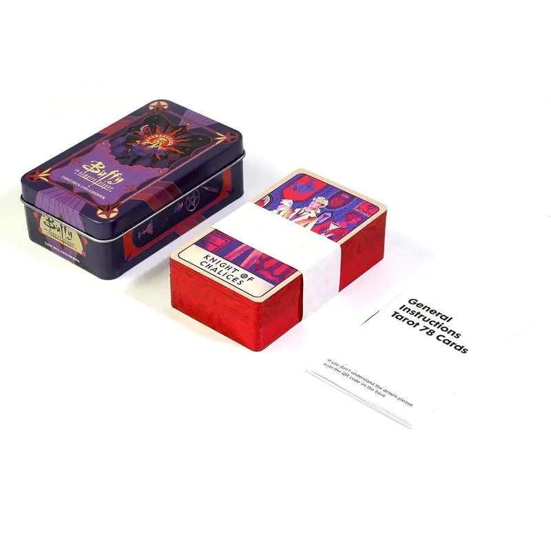 10.3*6cm Dek Tarot Buffy The Vampire Slayer Dalam Kotak Timah dengan Tepi Berserpuh Merah 78 Keping Kad Tarot Bertemakan Kartun dengan Buku Panduan — image 6