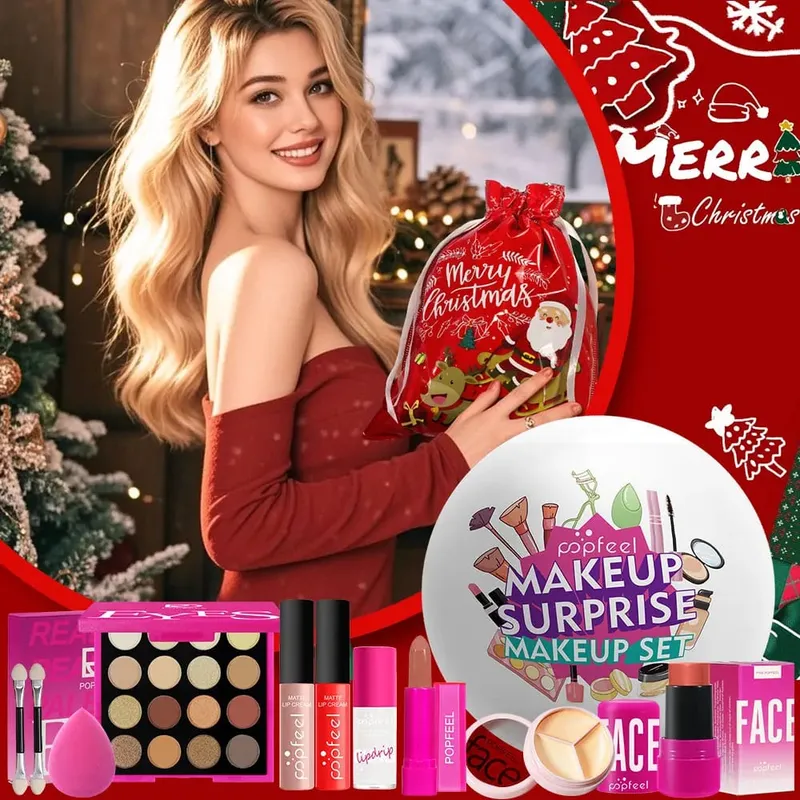 Weihnachtsüberraschungs-Make-up-Ball-Geschenkset – 9-teilige Kosmetikkollektion mit Lidschatten und Lippenstiften – perfektes Weihnachtsgeschenk — image 3