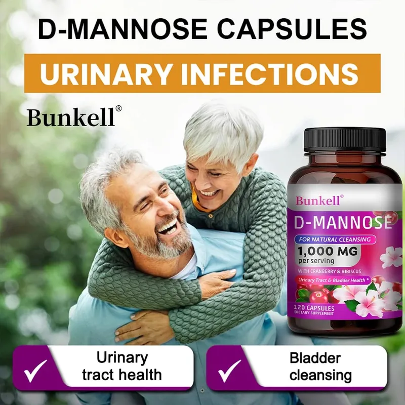 Capsule di D-Mannosio da 1000 mg - Mirtillo rosso, dente di leone, ibisco, supporto per la salute del tratto urinario, della vescica, pulizia interna e sistema immunitario