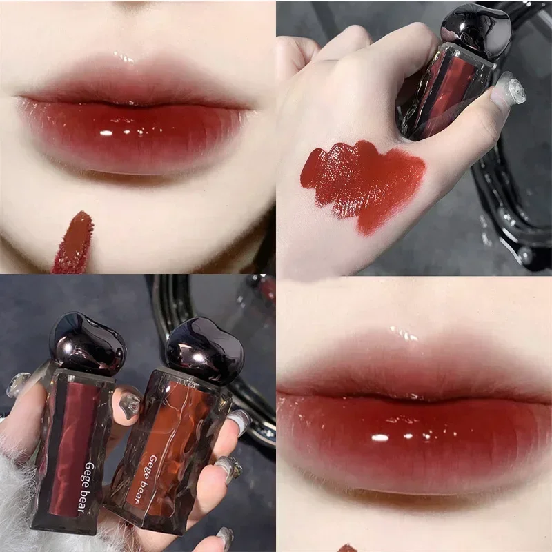 Lipstik Cair Pelembab Lip Gloss Pencelupan Cermin 7 Warna Kosmetik Rias Wajah Alami Korea Pewarna Bibir Merah Tahan Air Tahan Air — image 7