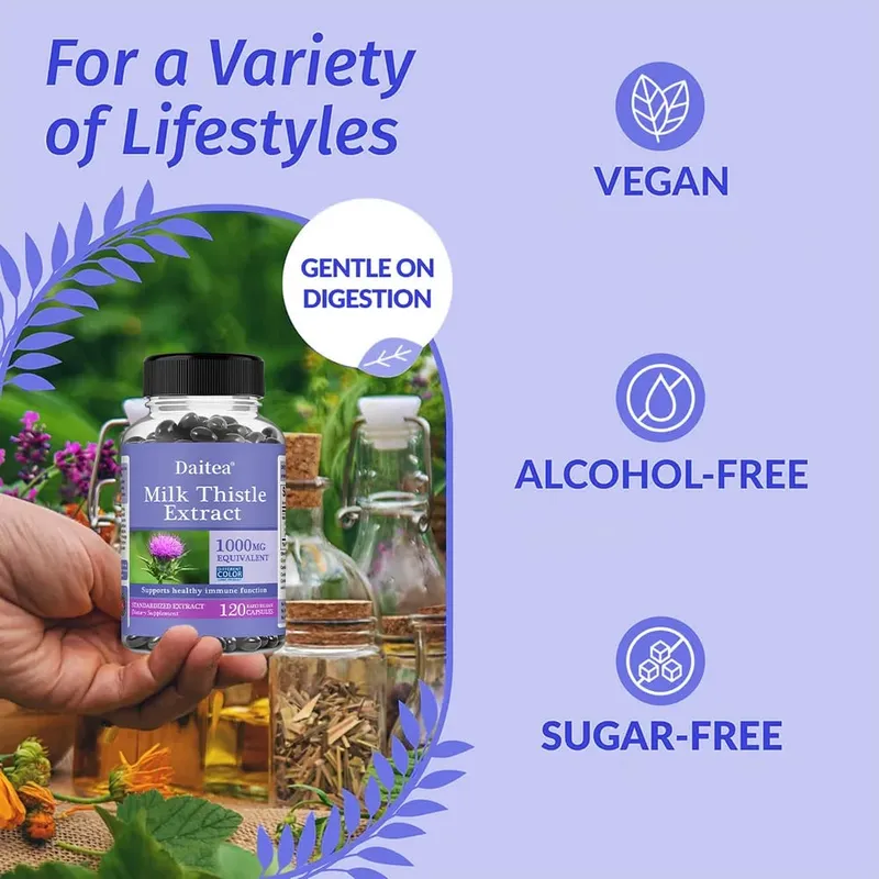 Milk Thistle Capsules - 1000mg for Health Boosts Liver Detox Antioxidants for Skin and Digestive Liver Health — image 3