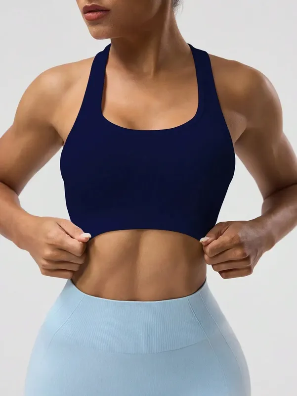 Seamless One-Piece Sports Bra with Wire-Free Support Bust Enhancement and Backless Design for Yoga and Outer Wear — image 3
