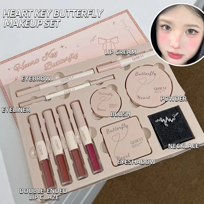 4 Colors Double Head Lip Glaze Pressed Powder Blush Eyeshadow Eyebrow Pencil Eyeliner Lip Oil Multipurpose Makeup Kits