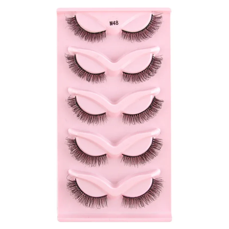 Mezze Ciglia Cat Eye Ciglia 3/5/10 Paia Ciglia Finte Soffici Morbide Aspetto Naturale Fascia Trasparente 3D Ciglia di Visone Estensione trucco