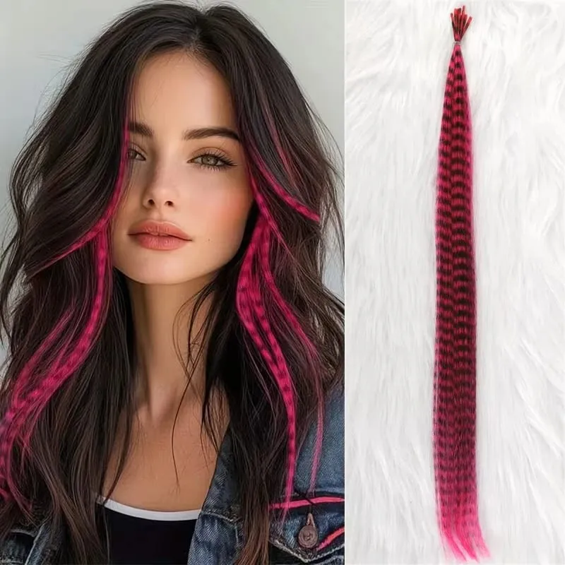10-Piece Rainbow Synthetic Feather Extensions Multicolor 16-Inch Hair Add-ons Suitable for Women — image 14