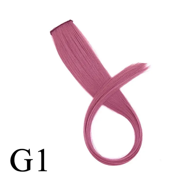 Synthetic 50cm Long Straight 5pcs/Pack Hair Extension Multi Color Hairpiece Wigs for Women