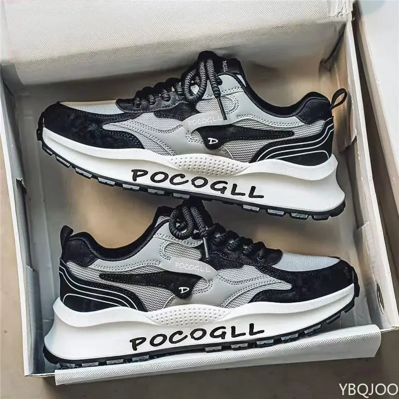 Nowe letnie modne, wszechstronne buty zwiększające wysokość siatkowe, oddychające buty z miękką podeszwą, codzienne wygodne męskie trampki