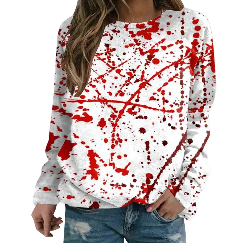 Terror Blood Graphic Sweatshirts Halloween Party Design Female Clothes I'm Fine Bloody Women Sweater Horror Ladies Y2k Pullovers — image 24