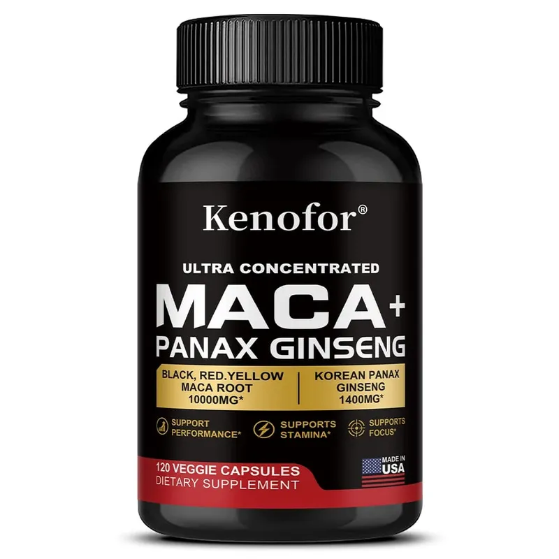 Ekologiska peruanska Maca rotkapslar - svart+röd+gul blandning för energi och prestanda Veganskt tillägg utan GMO för män och kvinnor