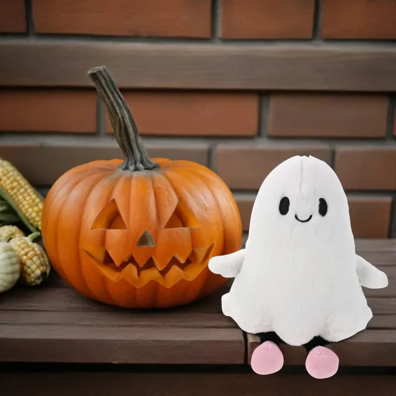 Coussin fantôme d'halloween, oreiller décoratif en peluche blanc doux, canapé-lit d'intérieur, remplissage de sac de friandises pour fête d'halloween